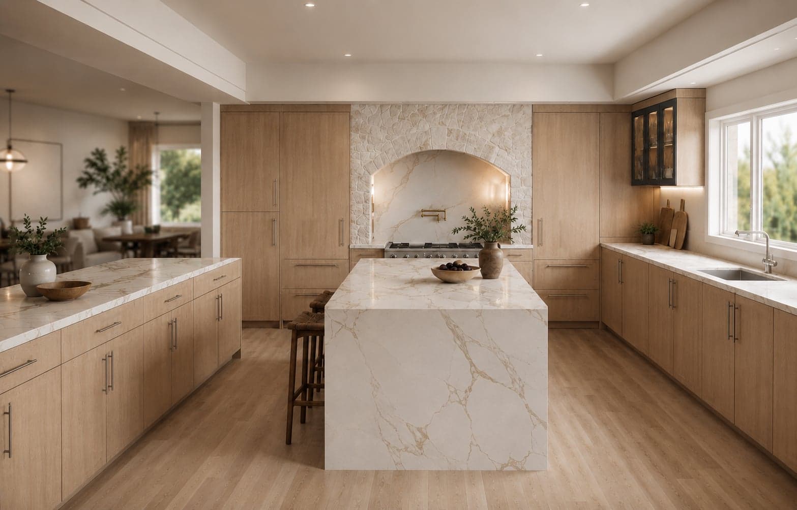 Custom kitchen with marble island, Los Angeles