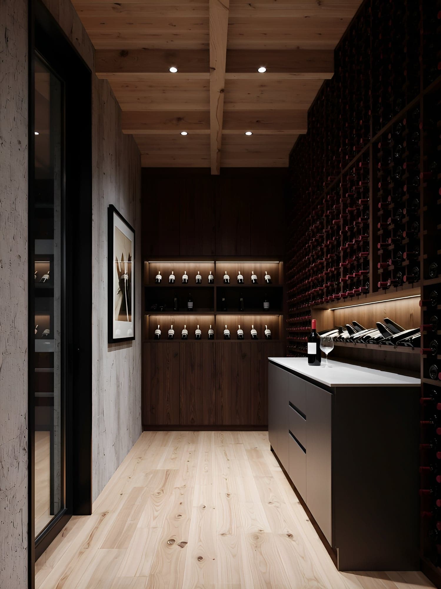 Custom wine cellar cabinetry, Los Angeles