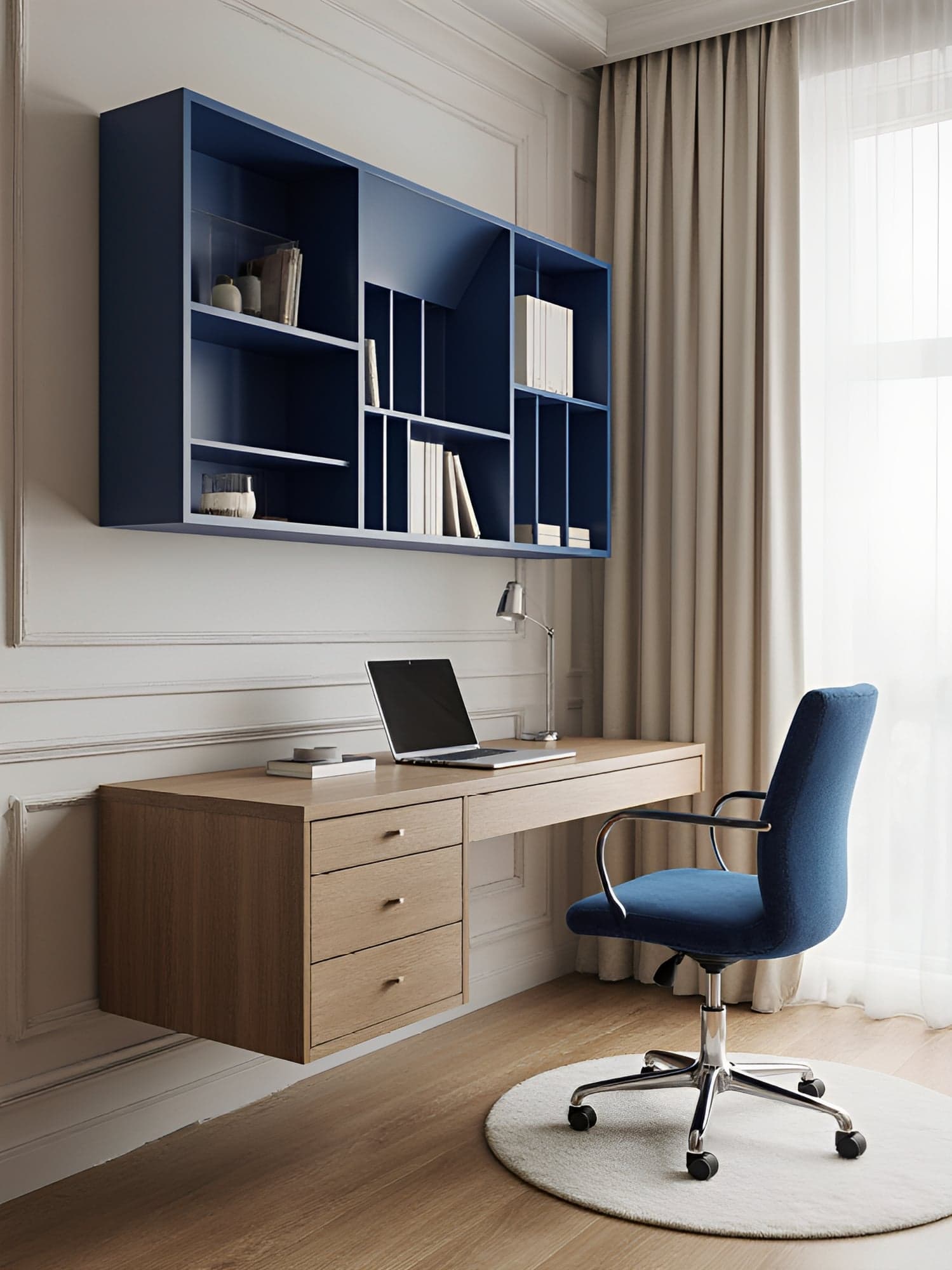 Custom floating desk home office, Los Angeles